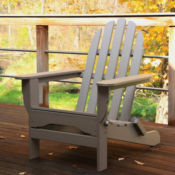 Icon Weathered Wood 2-Piece Folding Recycled Plastic Adirondack Chair