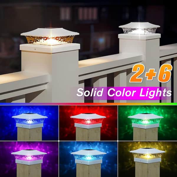 Afoxsos 5x5 Vinyl Solar Fence Post Cap Lights with 4