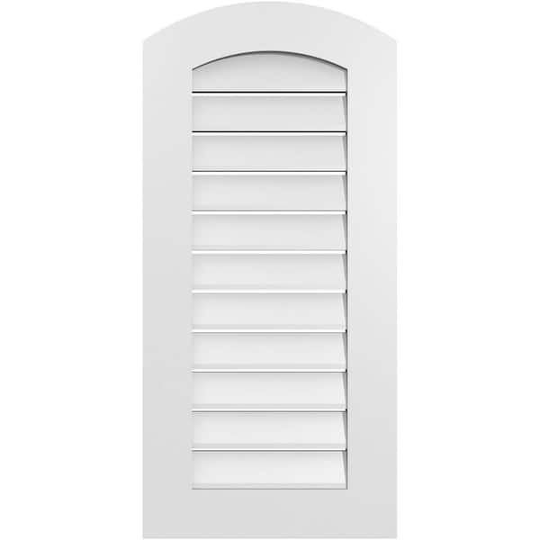 Ekena Millwork 18 in. x 36 in. Arch Top Surface Mount PVC Gable Vent: Decorative with Standard Frame