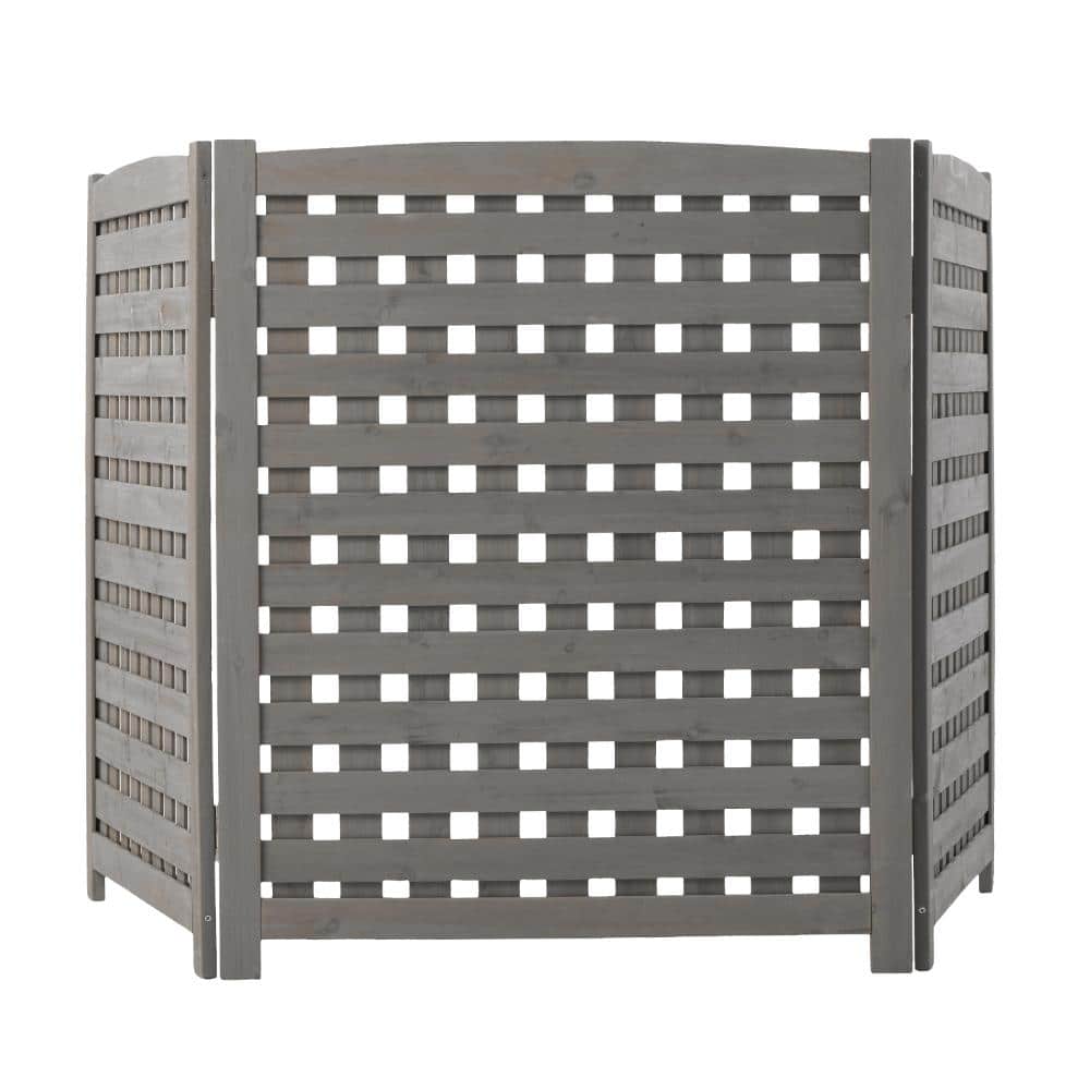 32 in. W x 38 in. H 3-Panel Solid Wood Outdoor Privacy Fence Screen in Grey price history on PriceWatchPro