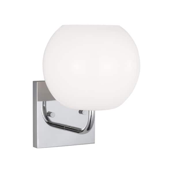 Generation Lighting Rory Small 6.825 in. 1-Light Chrome Bathroom Vanity Light with an Opal Glass Shade