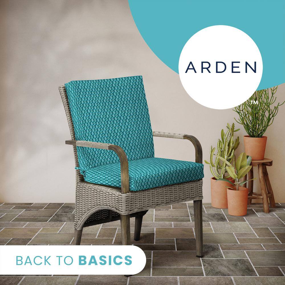 Teal Luna Geometric Outdoor Midback Dining Chair Cushion