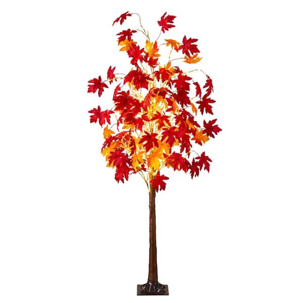 6 ft. Pre-Lit Autumn Weeping Maple Artificial Fall Tree with 300 Warm White LED Lights
