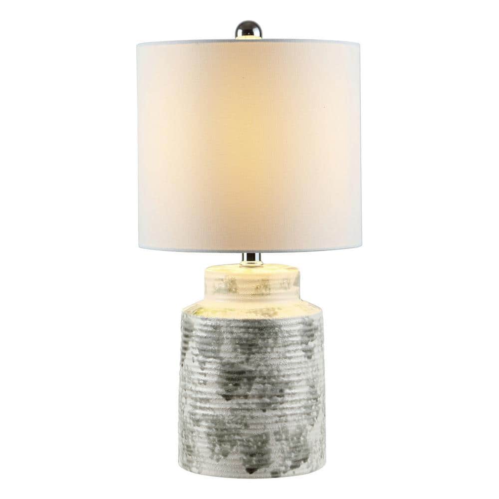 Branko 13'' Modern White Textured Ceramic Arc Table Lamp