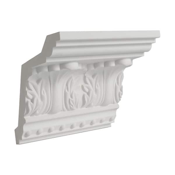 American Pro Decor 5 in. x 4-3/8 in. x 6 in. Long Acanthus and Dots Polyurethane Crown Moulding Sample