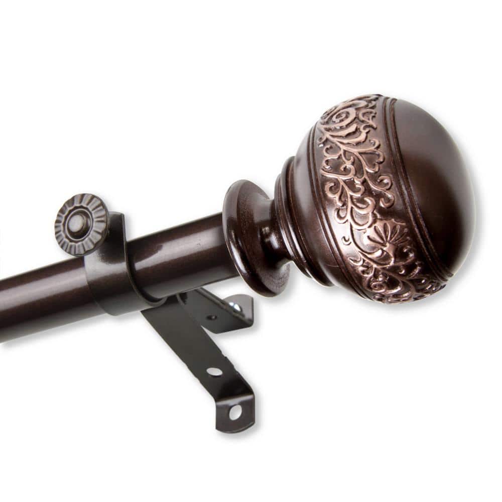 120 in. to 170 in. Adjustable 13/16 in. Douglas Single Curtain Rod in Cocoa