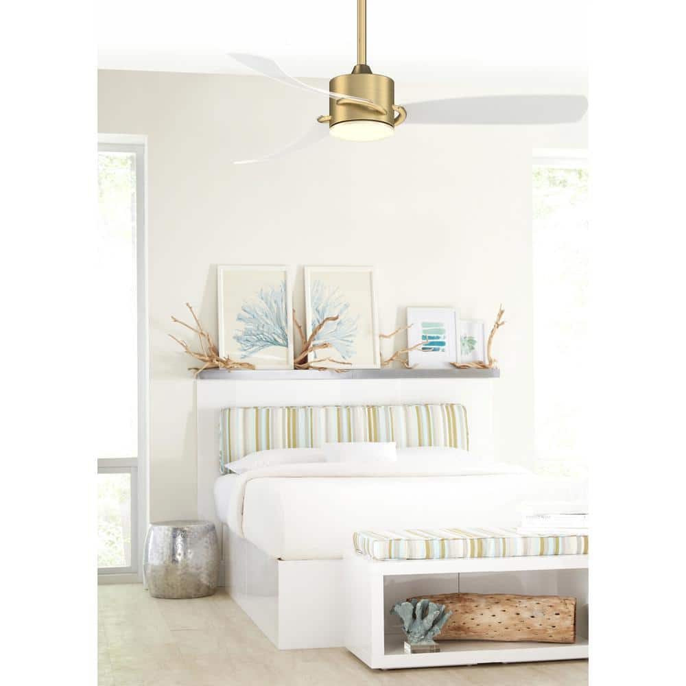 SculptAire 52" Brushed Satin Brass Ceiling Fan with Opal Frosted Light