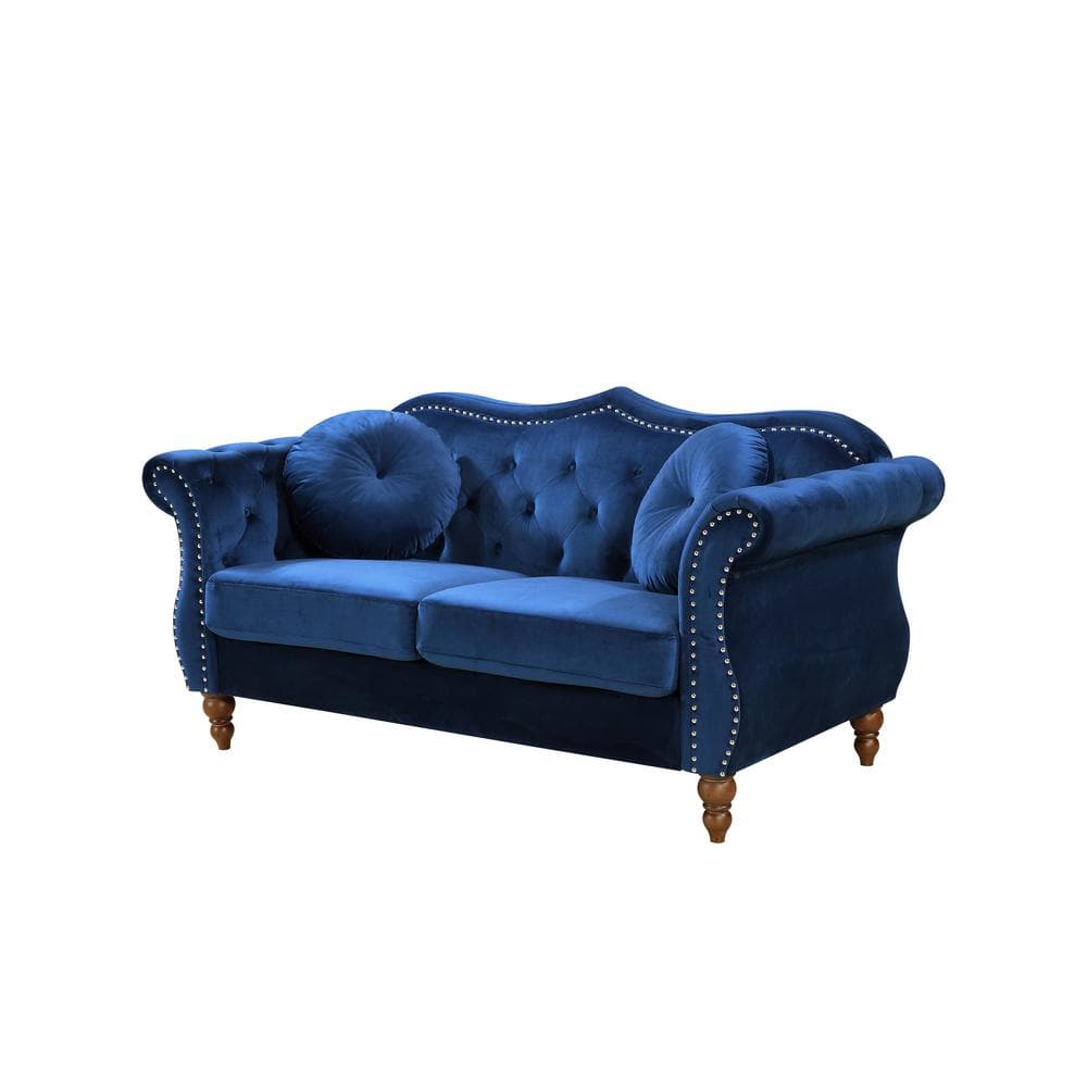 US Pride Furniture Bellbrook 65.5 in. Blue Velvet 2-Seater Chesterfield  Loveseat with Removable Cushions S5365-L-H2 - The Home Depot