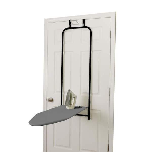 HOUSEHOLD ESSENTIALS Over the Door Ironing Board in Matte Black with Padded Board Cover