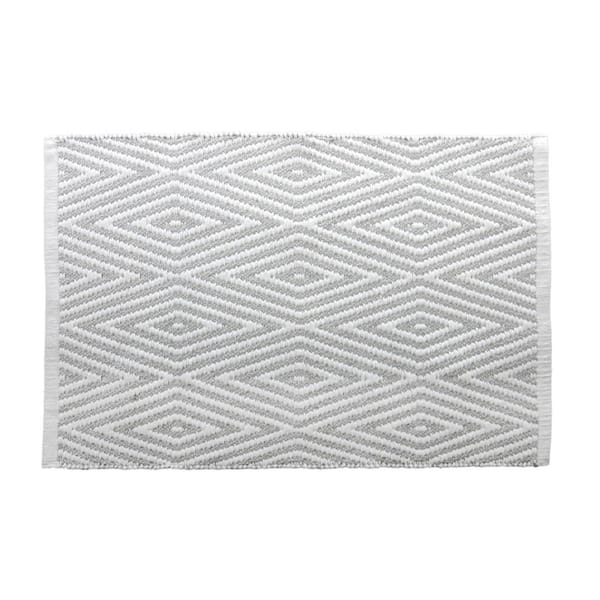 m MODA at home enterprises ltd. Oxford Bath Mat 20 in. x 32 in. Cotton Gray/White