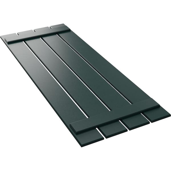 Ekena Millwork 23 in. x 32 in. True Fit PVC Four Board Spaced Board and Batten Shutters Pair in Thermal Green