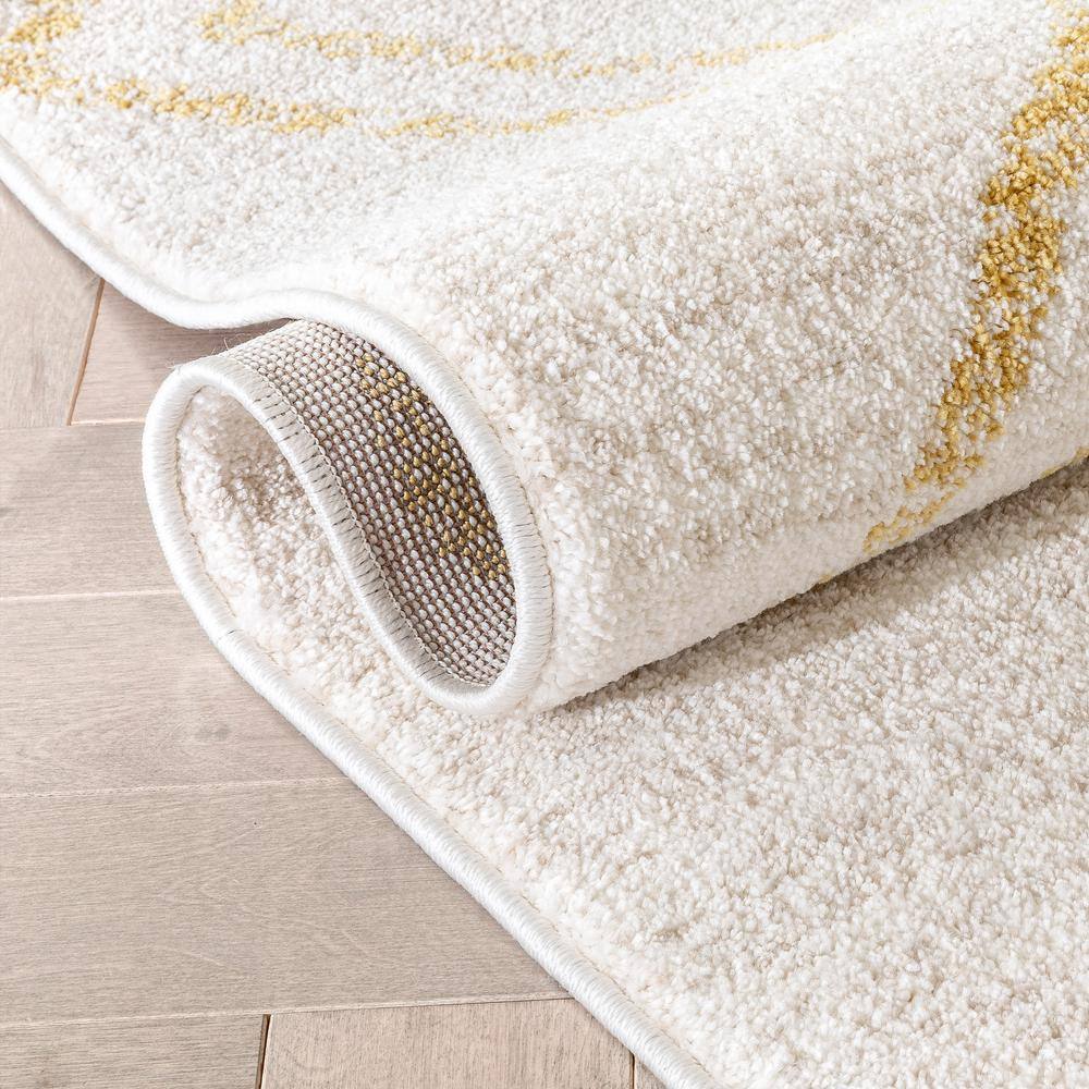 Kennedy Reeve Chevron Zig-Zag Yellow Ivory Kids Round Rug