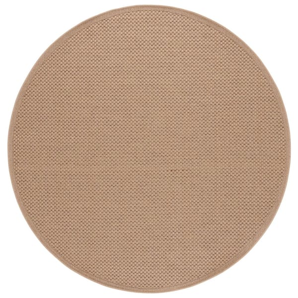 Atrium Sisal Beige 7 ft. x 7 ft. Solid Geometric Indoor/Outdoor Round Area Rug