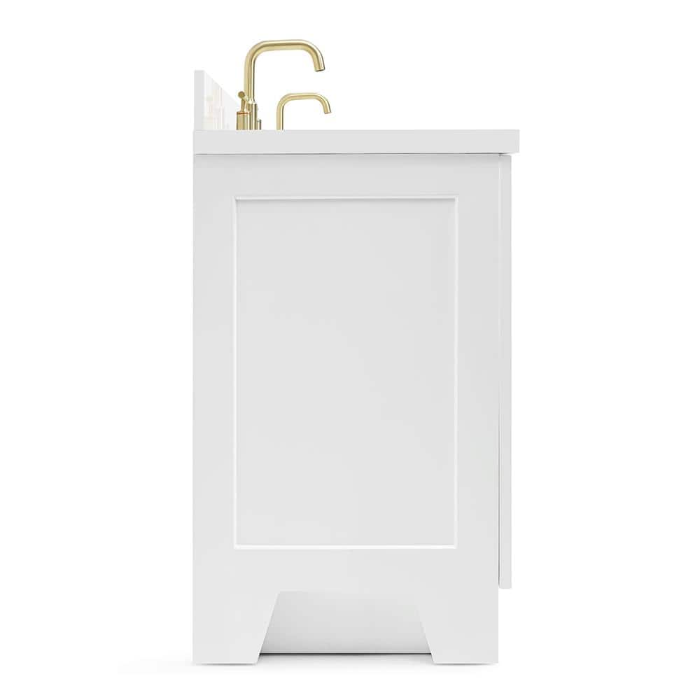 Taylor 73" White Freestanding Double Sink Bathroom Vanity with Quartz Top