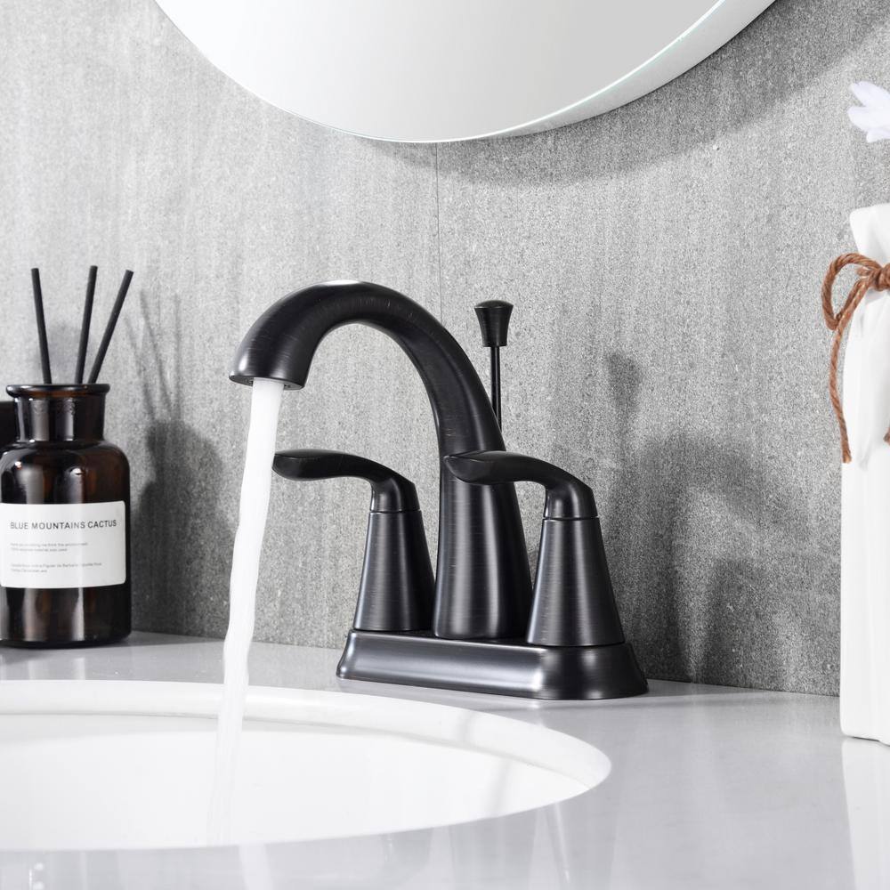 Oil Rubbed Bronze Centerset Bathroom Faucet with Drain Assembly