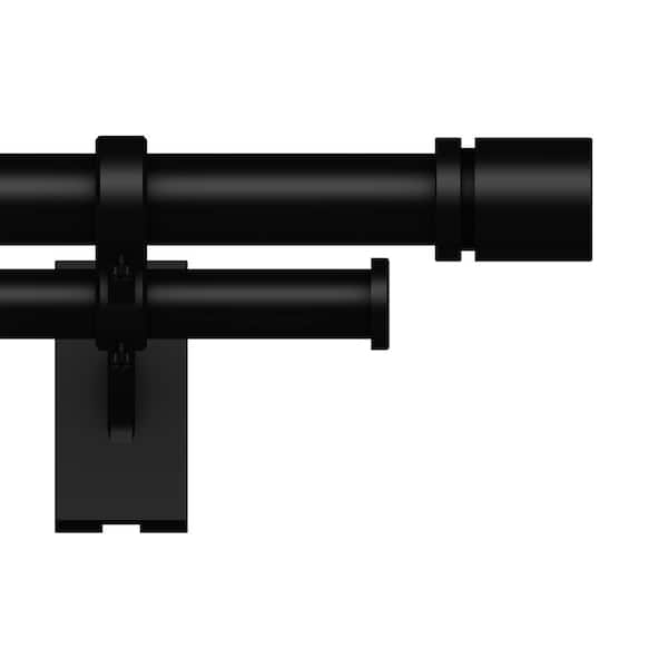 72 in.-144 in. Telescoping 1 in Double Rod Set in Matte Black with Elevated Cap