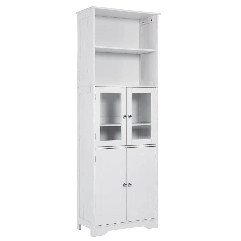 22.6 in. W x 11.2 in. D x 64 in. H White Linen Cabinet, Functional Tall Cab