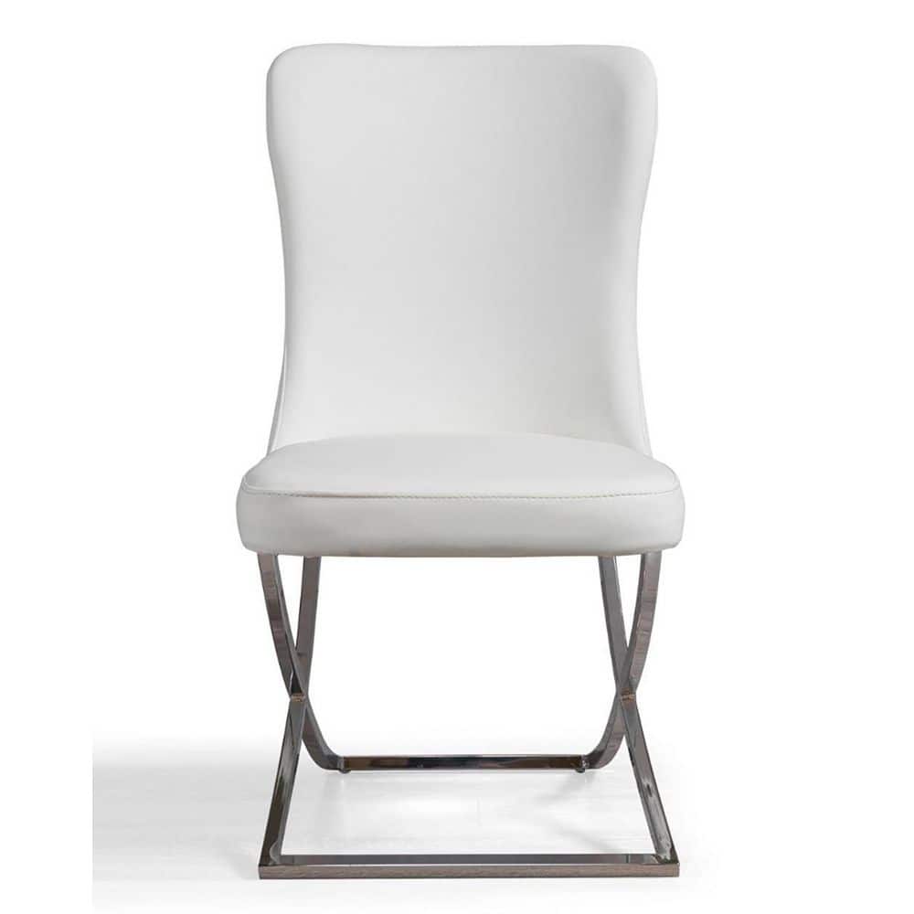 Ottomanson Royal 20 in. W x 37.5 in. H Leatherette Pearl White/Silver