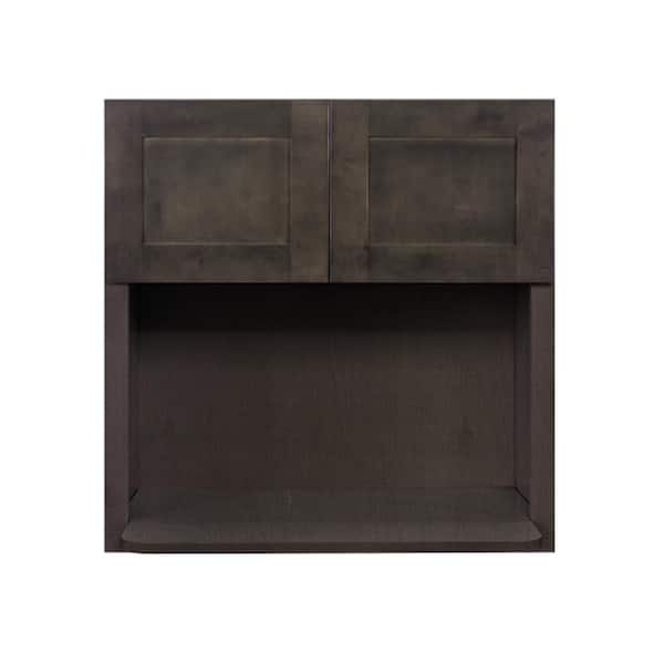 Lancaster Vintage Charcoal Plywood Shaker Stock Assembled Wall Microwave  Kitchen Cabinet 30 in. W x 12 in. D x 30 in. H