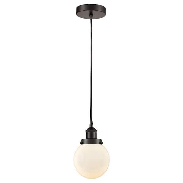 Beacon 60-Watt 1-Light Oil Rubbed Bronze Standard Mini Pendant Light with Painted Glass Shade, No Bulbs Included