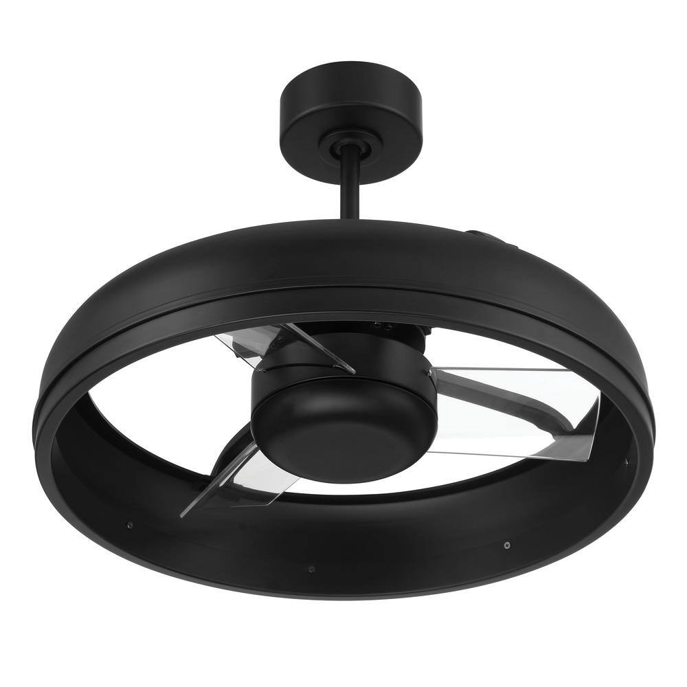 Taylor 24-Inch Flat Black Ceiling Fan with Frost White Glass Shade