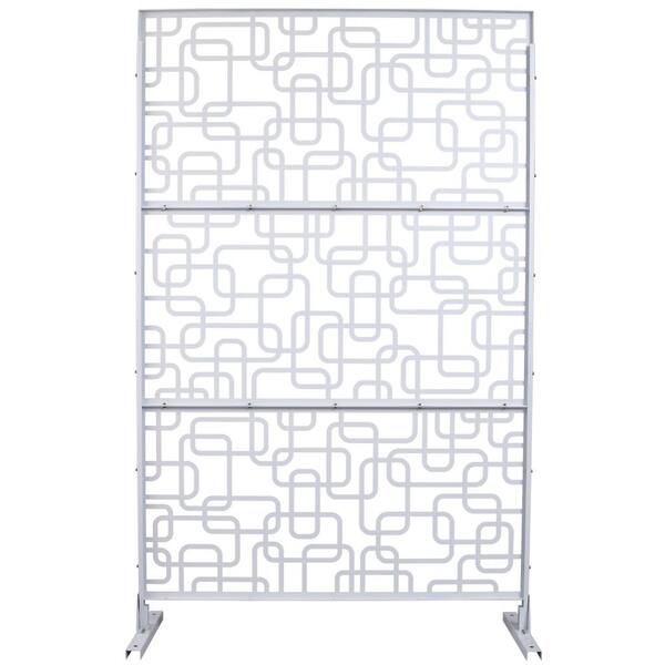 Tidoin 6.3 ft. x 4 ft. White Steel Freestanding Flat Flat Top Decorative Privacy Screen Metal Fence Panel