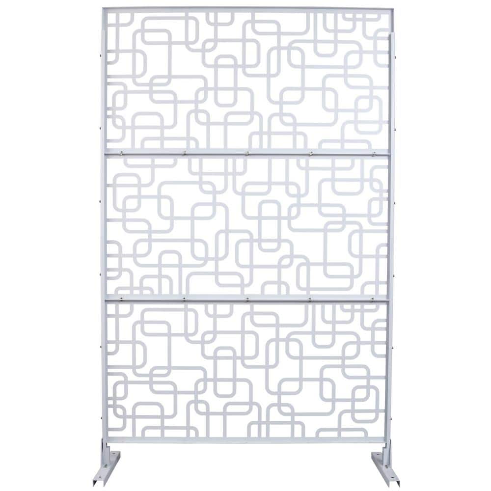 6.3 ft. x 4 ft. White Steel Freestanding Flat Flat Top Decorative Privacy Screen Metal Fence Panel price history on PriceWatchPro