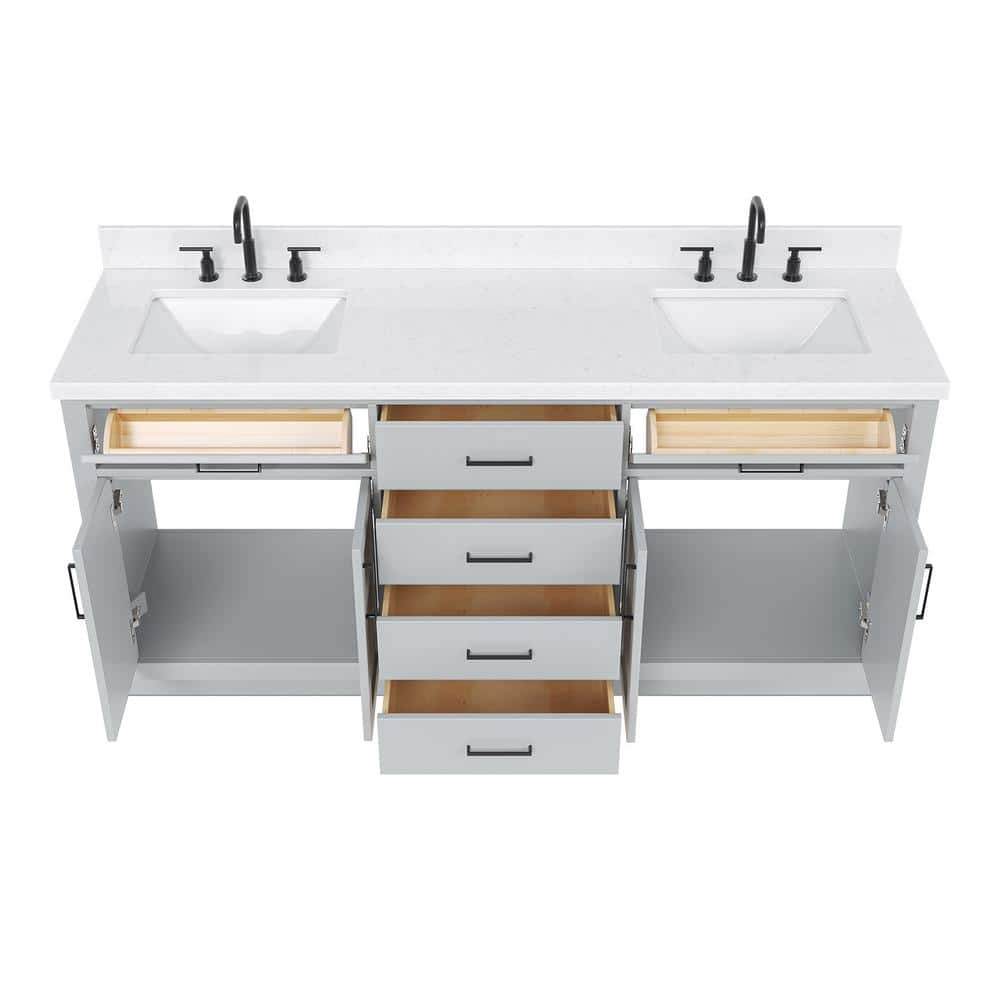 Hepburn 72" Gray Hardwood Double Basin Freestanding Vanity
