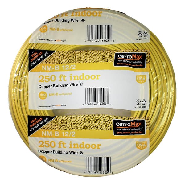 250 ft 12/2 Yellow Solid CerroMax Copper NM-B Wire (60 Units per Pallet)