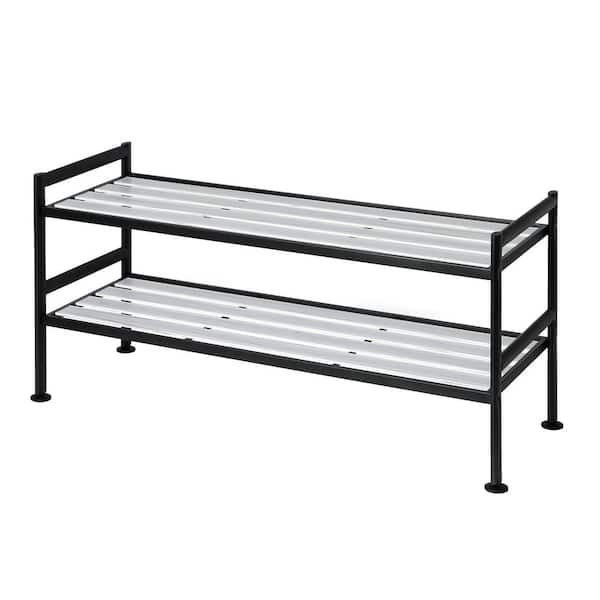 Seville Classics Extra-Wide 4-Tier 20-Pair Resin Slat Shelf Sturdy Metal  Frame Shoe Storage Rack Organizer, Silver Leaf SHE15918 - The Home Depot