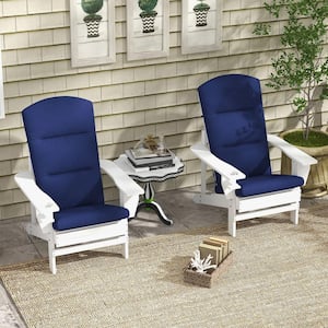 2 Pc 59 in. x 20.5 in. Replacement Outdoor Adirondack Chair Cushions with Backrest Ties Water Resistant Seat Pads Blue