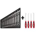 Combination Metric Wrench Mechanics Tool Set & Hook and Pick Set (19-Piece)