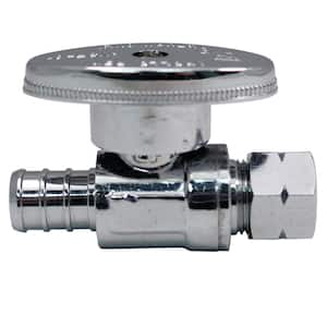 1/2 in. Chrome-Plated Brass PEX-B Barb x 3/8 in. Compression Quarter-Turn Straight Stop Valve