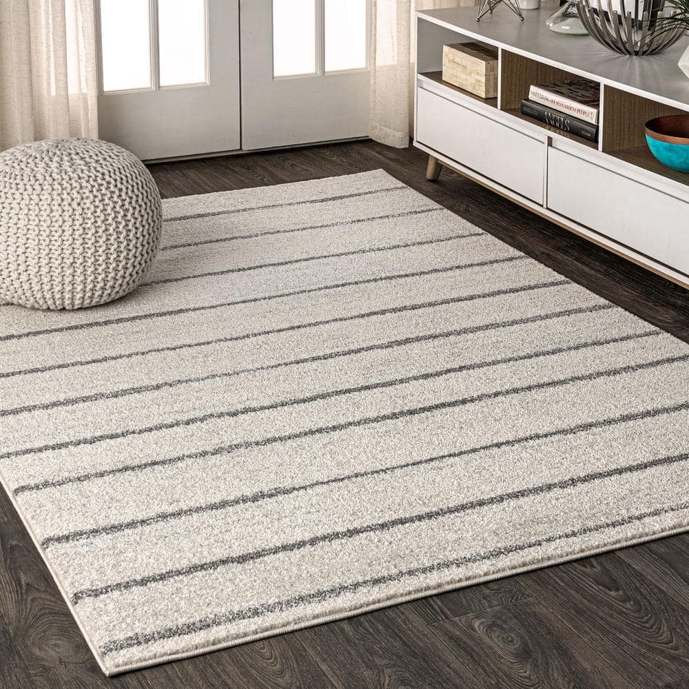 Beige & White Striped Rug  Entryway Rugs by Nickel Designs