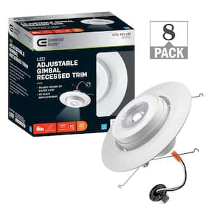 6 in. Gimbal Light Adjustable Beam Angle Bulb Direction Integrated LED Recessed Light Trim 670 Lumens 3000K (8-Pack)