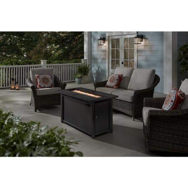 Hampton Bay 30 in. Outdoor Steel Propane Black Gas Fire Pit Table GFT