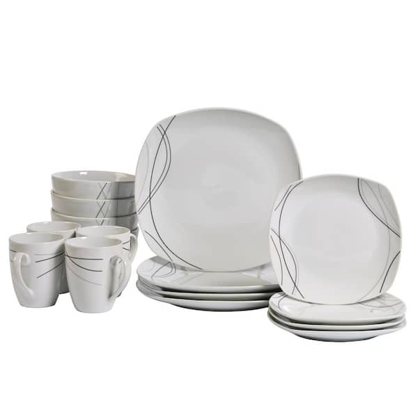 Black and White Glass Dinner Set with Goblets Decoration – DishesOnly