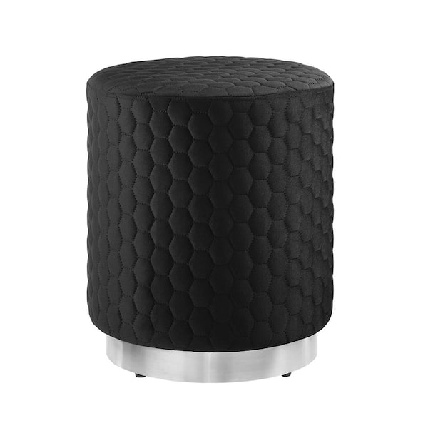 Linon Home Decor Ansel Black Round Ottoman