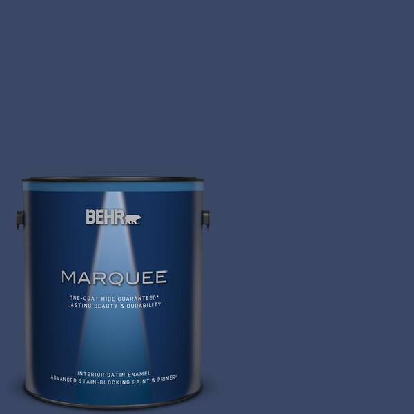 BEHR MARQUEE 1 gal. #MQ5-14 Bon Nuit One-Coat Hide Satin Enamel Interior Paint & Primer
