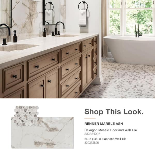 Daltile Renner Marble Ash 24 in. x 48 in. Polished Porcelain Floor