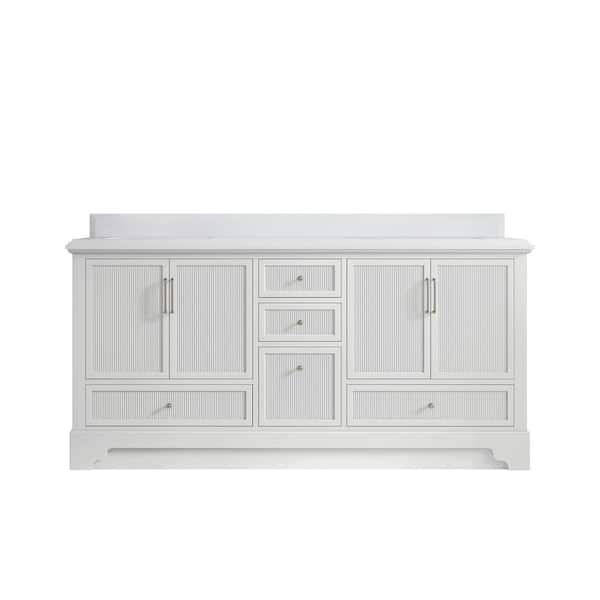 Willow Collections Alys 72 in. W x 22 in. D x 36 in. H Double Sink Bath Vanity in White with 1.5 in. White Qt. Top