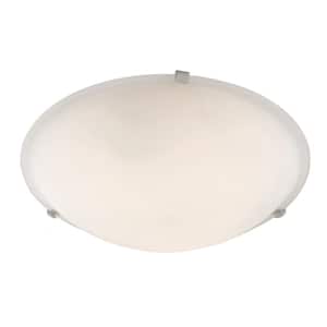 Cullen 15 in. 3-Light Brushed Nickel Flush Mount Ceiling Light Fixture with Frosted Glass Shade