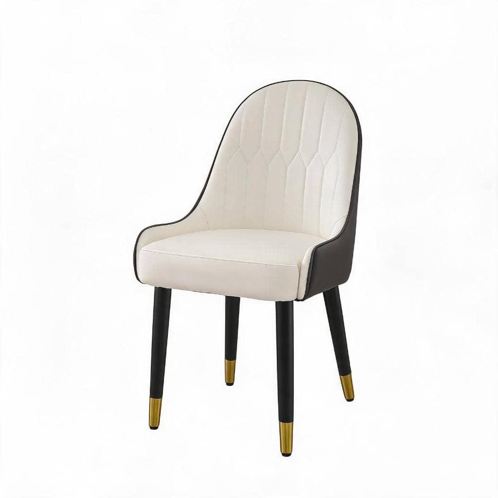 Black PU Leather Ergonomic Dining Chair with Metal Legs & Curved Backrest, Set of 2 durable construction