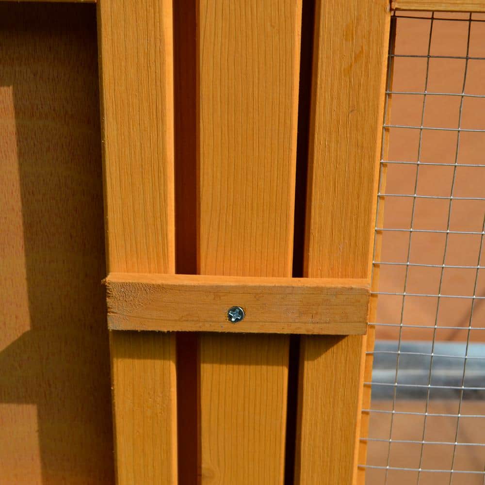 Yellow Fir Wood Outdoor Guinea Pig Hutch with Green Roof