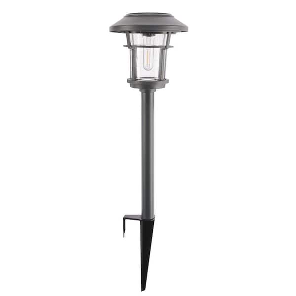 Palmdale 20 Lumen Gray LED Weather Resistant Outdoor Solar Path Light with Glass Lens