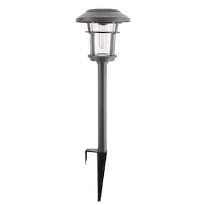 Palmdale Gray Solar 20 Lumens LED Weather Resistant Diecast Landscape Path Light with Seedy Glass Lens and Vintage Bulb