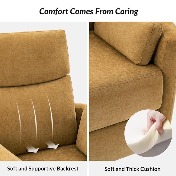 JAYDEN CREATION Flora Mustard Contemporary Swivel Rocker Power