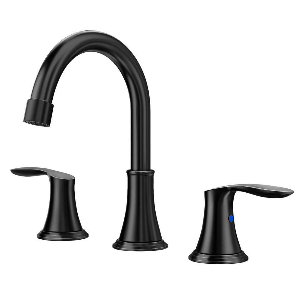 8 in. Matte Black Bathroom Faucet 3 Holes 2 Handles Modern Bathroom Sink Faucet with Metal Pop-Up Drain price history on PriceWatchPro