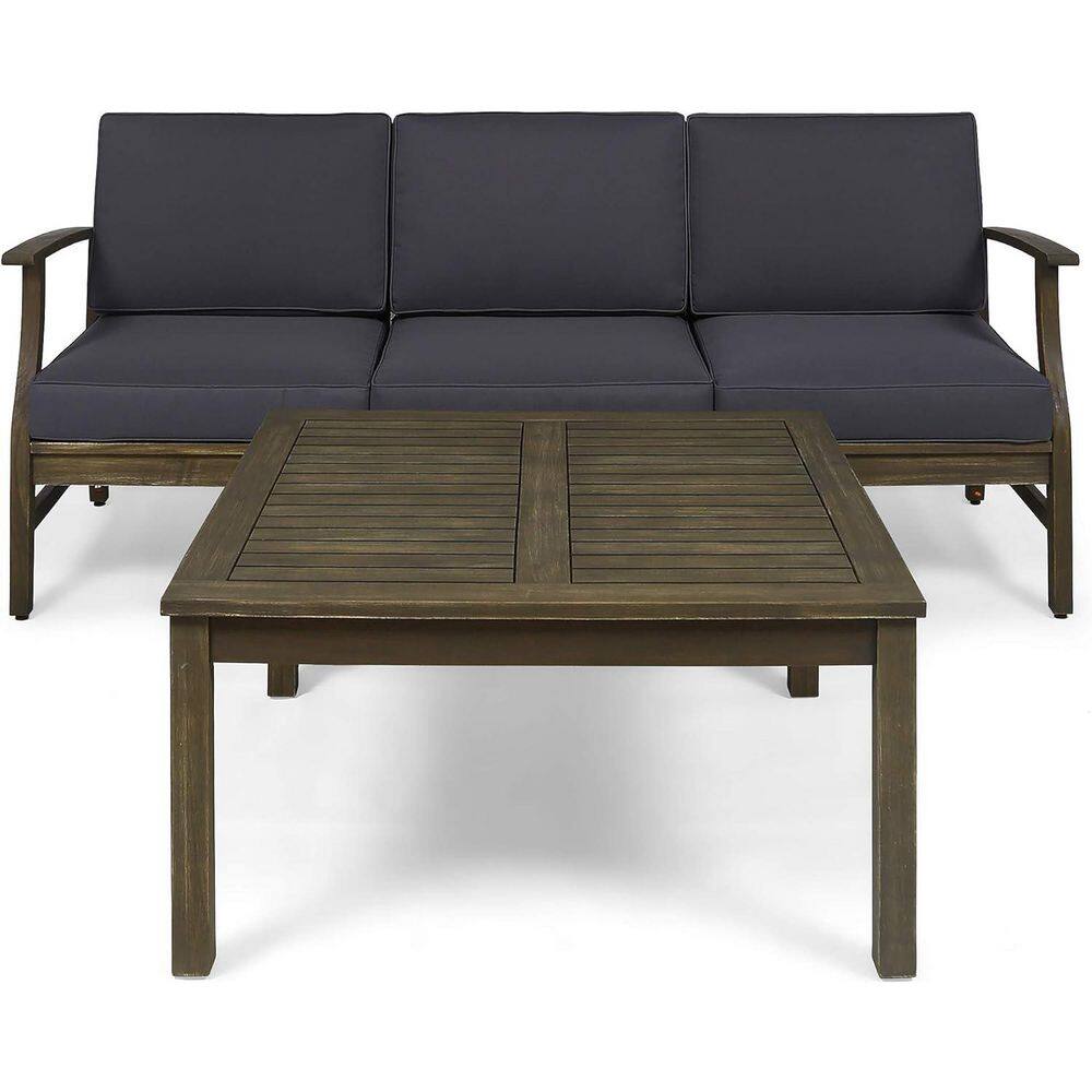 Dark Gray 3-Piece Acacia Wood Outdoor Sectional Set with Cushion and 1 Table price history on PriceWatchPro