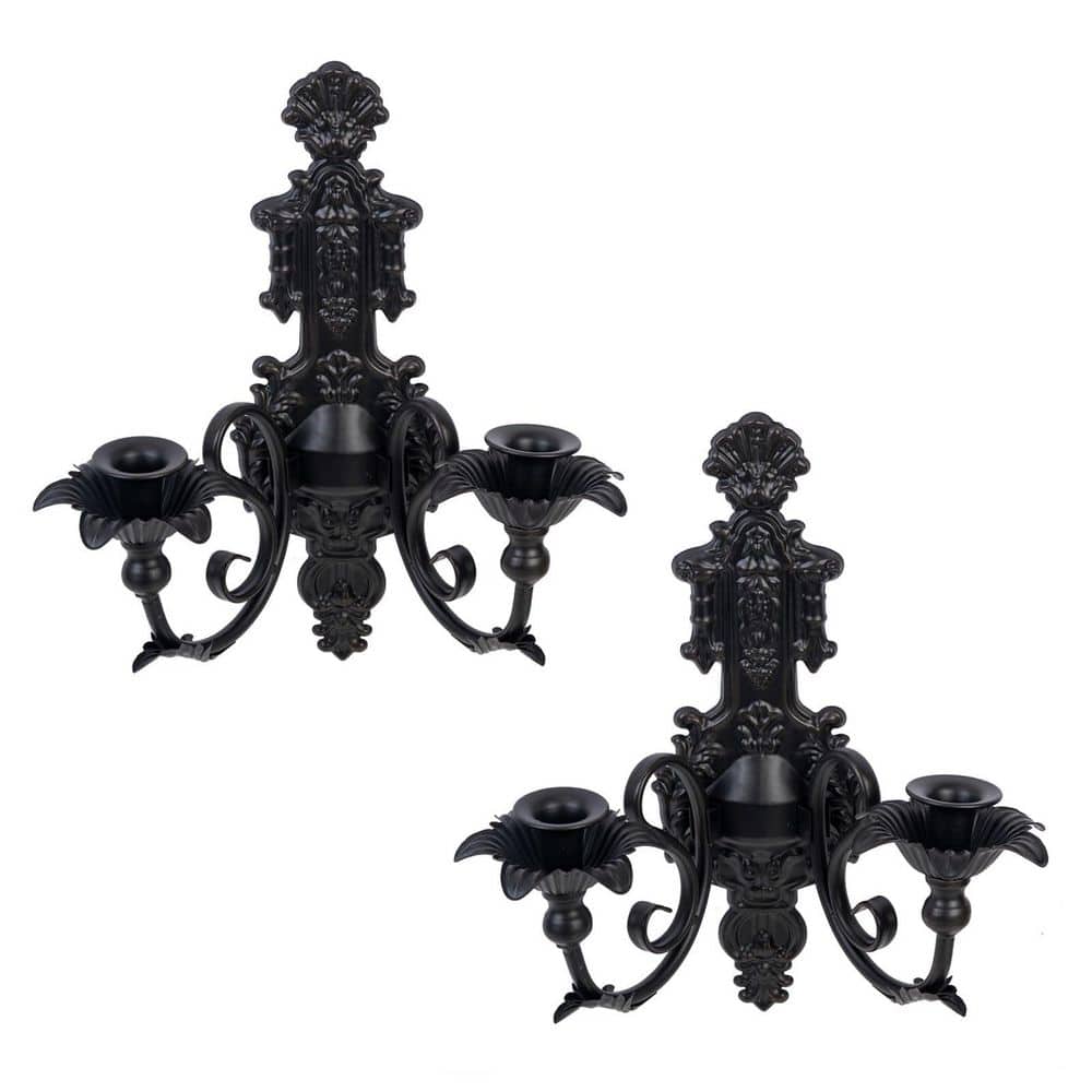 2-Piece Bath Accessory Set in Black, Vintage Metal Gothic Wall Candle Sconces for Bathroom Wall Decor price history on PriceWatchPro